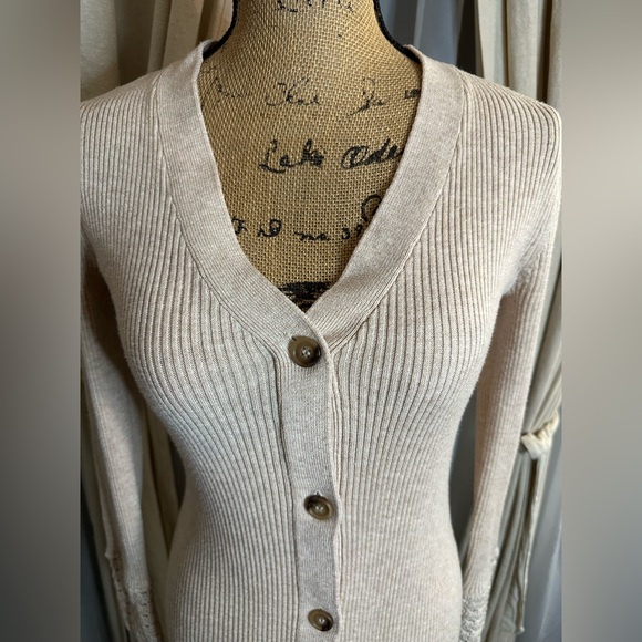 Jason Wu Collective Cardigan Sweater Dress Button Up Beige Ribbed Knit Size XS - Picture 4 of 13